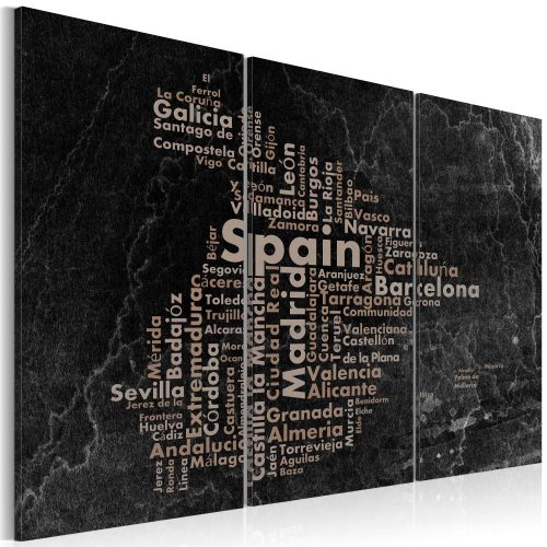 Kép - falitérkép - Text map of Spain on the blackboard - triptych 120x80
