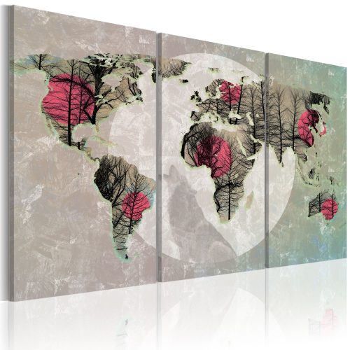 Kép - falitérkép - Map of the World: Telihold - triptych Világtérkép 120x80