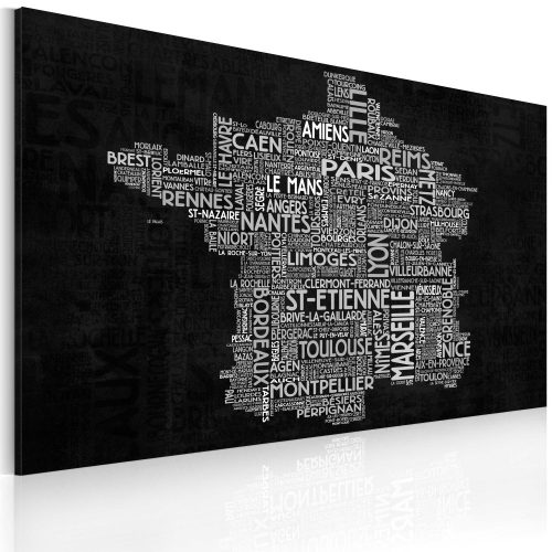Kép - Text map of France on the blackboard