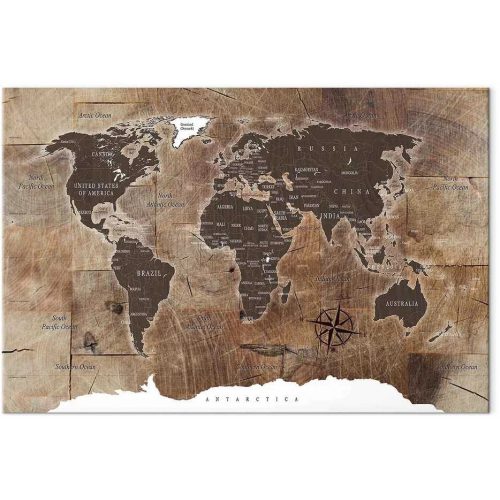 Kép - World Map: Wooden Mosaic 120x80 cm