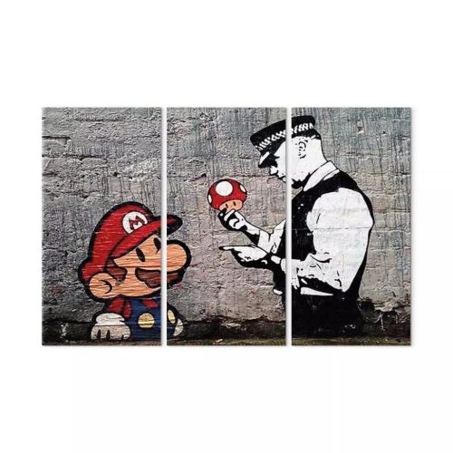 Kép - Super Mario Mushroom Cop by Banksy 90x60