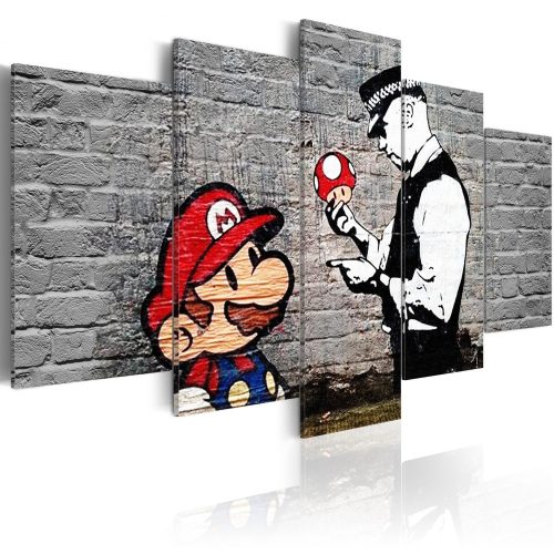 Kép - Super Mario Mushroom Cop by Banksy 90x60