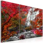 Vászonkép - Beautiful Waterfall: Autumnal Forest 120x80