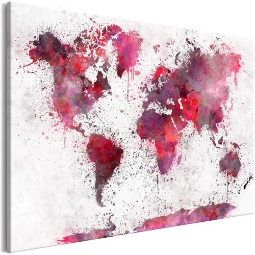 Kép - World Map: Red Watercolors (1 Part) Wide