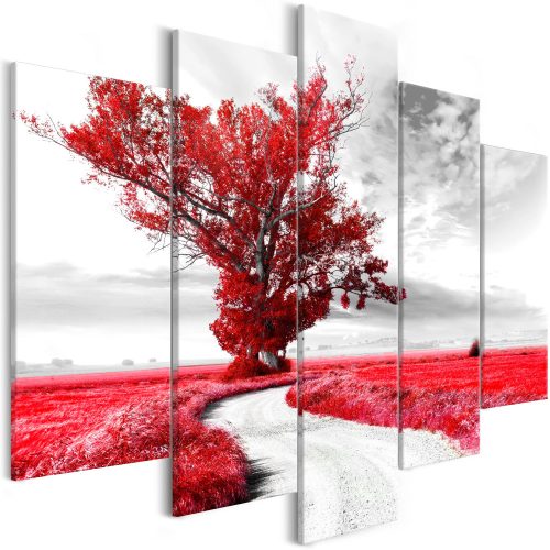 Vászonkép - Lone Tree (5 Parts) Red 225x100