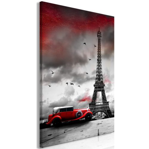 Vászonkép - Red Car in Paris (1 Part) Vertical 80x120