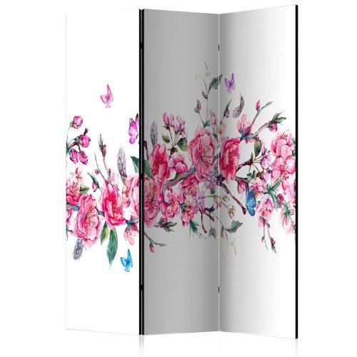 Paraván - Flowers and Butterflies [Room Dividers]-3 részes 135x172