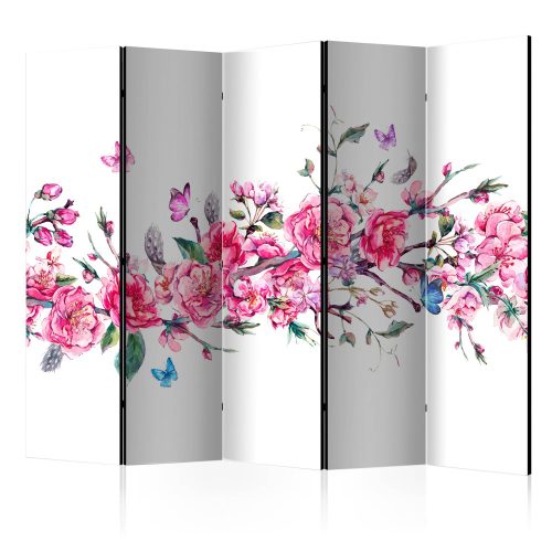 Paraván - Flowers and Butterflies II [Room Dividers] - 5 részes 225x172