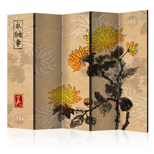 Paraván - Chrysanthemums II [Room Dividers] - 5 részes 225x172