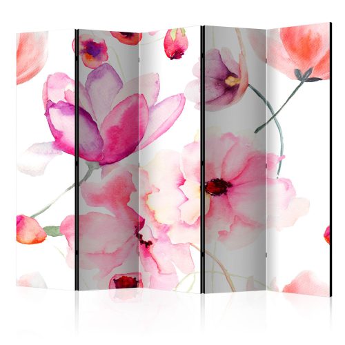 Paraván - Pink Flowers II [Room Dividers] - 5 részes 225x172