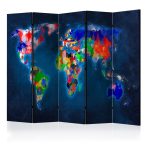   Paraván térkép - Room divider – Colorful map Világtérkép 225x172