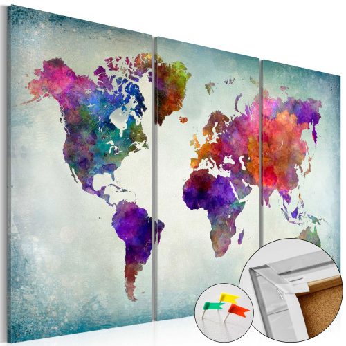 Kép parafán - World in Colors [Cork Map] 120x80