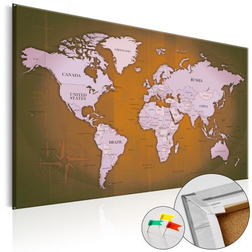 Kép parafán - Copper Travels [Cork Map]  Parafa világtérkép - vászonkép 60x40