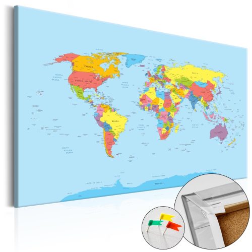 Kép parafán - Rainbow Geography [Cork Map]  Parafa világtérkép - vászonkép 120x80