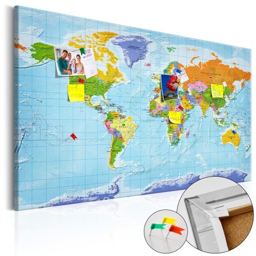  Kép parafán - World Map: Countries Flags [Cork Map]  Parafa világtérkép - vászonkép 90x60