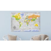  Kép parafán - World Map: Wind Rose [Cork Map]  Parafa világtérkép - vászonkép 120x80