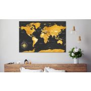 Kép parafán - Golden World [Cork Map]  Parafa világtérkép - vászonkép 90x60