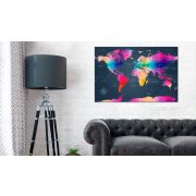  Kép parafán - Colourful Crystals [Cork Map]  Parafa világtérkép - vászonkép 120x80