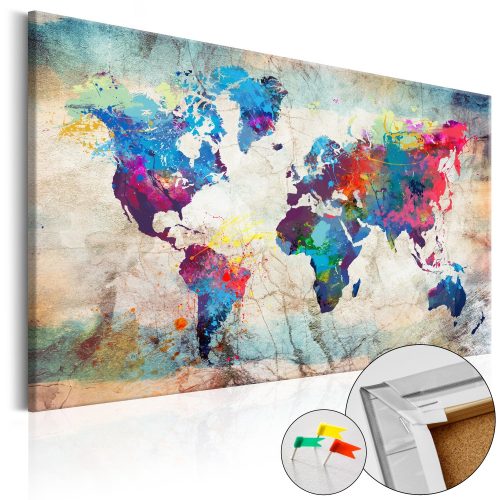Kép parafán - World Map: Colourful Madness [Cork Map] 120x80