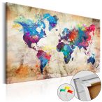Kép parafán - World Map: Urban Style  [Cork Map] 120x80