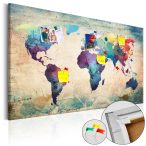 Kép parafán - Colorful World Map [Cork Map] 120x80