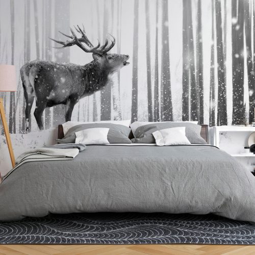 Fotótapéta - Deer in the Snow (Black and White) 100x70