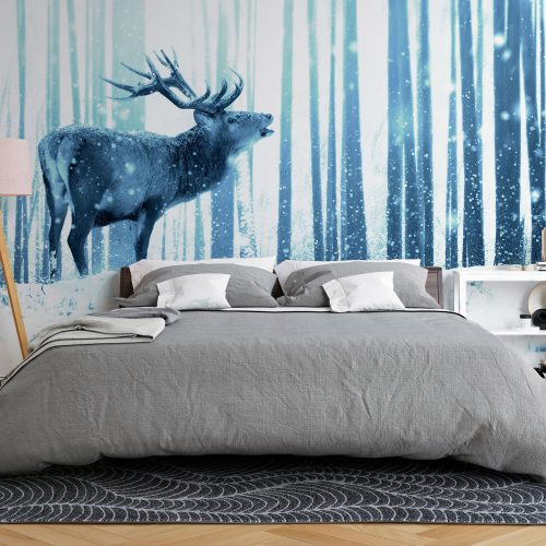 Öntapadó fotótapéta - Deer in the Snow (Blue) 98x70