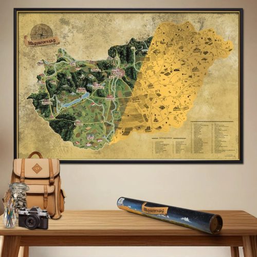 Kaparós Magyarország térkép DELUXE XL gold, magyar nyelvű 90x60 cm