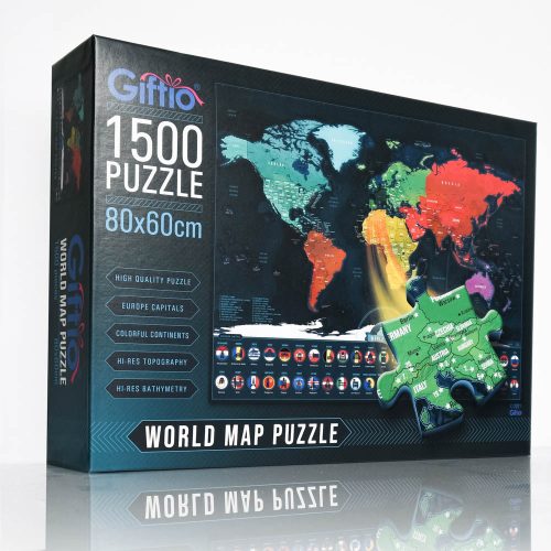 Világtérkép puzzle 1500 db - angol nyelvű World Map Puzzle 80x60 cm