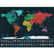Világtérkép puzzle 1500 db - angol nyelvű World Map Puzzle 80x60 cm