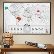 Kaparós világtérkép - Blanc kiadás ezüst XXL  - silver, angol nyelvű 117x78 cm