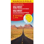   Nyugat USA térkép Marco Polo 1:2 Mio USA West - USA nyugat - Csendes-óceáni part - Sierra Nevada - Sziklás-hegység térkép 2024.