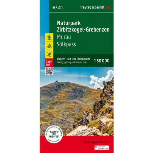 WK 211 Naturpark Zirbitzkogel, Grebenzen, Murau turista térkép, Mura turistatérkép 1:50 000 Mura térkép