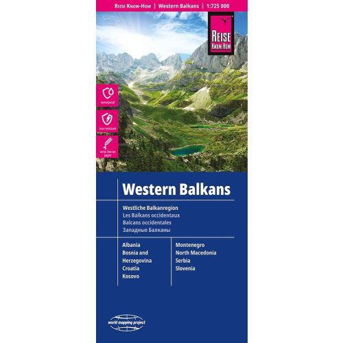 Nyugat-Balkán térkép Western Balkans Reise kiadó Nyugat-Balkán autótérkép 1:725e