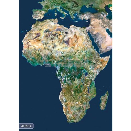 Afrika panorámatérképe, Afrika a világűrből fóliázott, lécezett falitérkép 100x70 cm