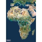   Afrika panorámatérképe, Afrika a világűrből fóliázott, lécezett falitérkép 160x120 cm