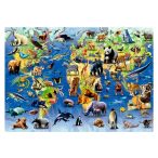   Gyerek Világtérkép puzzle Educa, 500 db-os Puzzle kirakó 48 x 34 cm - Educa 19908 - 100 veszélyeztetett faj