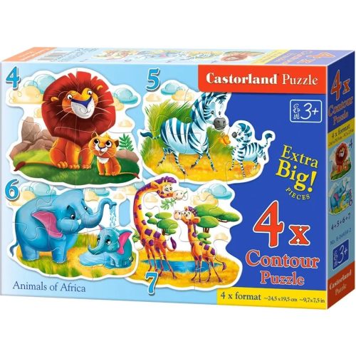Castorland 4 in 1 Puzzle  B-04454-2 Afrikai állatok puzzle 22 db-os 
