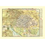   Ausztria-Magyarország közlekedési térképe 1907 antik HM fakszimile falitérkép 107x81  1 : 1500 000
