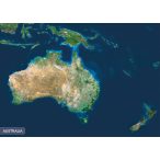   Ausztrália panorámatérképe, Ausztrália a világűrből fóliázott, lécezett falitérkép 100x70 cm