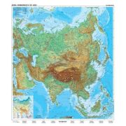 Ázsia falitérkép, Ázsia politikai térkép, duó térkép Ázsia domborzati térkép a hátoldalon 140x180 cm - fóliázott, lécezett