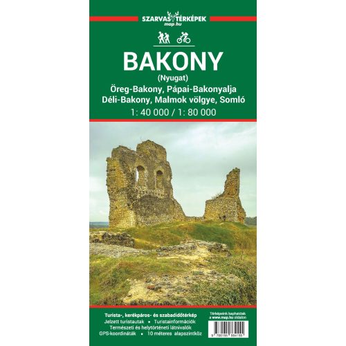  Bakony turistatérkép Bakony nyugat, Somló térkép Szarvas A. 1:40e, 1:80e  2024.