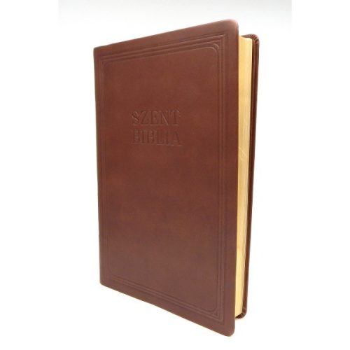 Nagy Biblia BARNA bőrkötétes díszdobozban, exclusive Károli Gáspár nagy Bibilia 15,6 x 23,4 cm