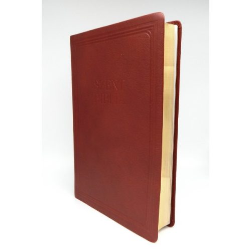 Nagy Biblia BORDÓ bőrkötétes díszdobozban, exclusive Károli Gáspár nagy Bibilia 15,6 x 23,4 cm