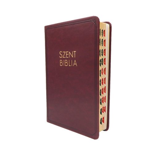 Közepes Biblia bőrhatású - Bordó - Regiszterrel Károli Gáspár Biblia 13x19 cm 