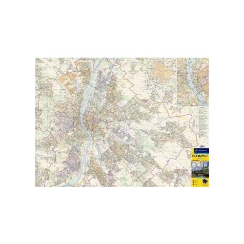 Budapest faléces fóliázott falitérkép Cartographia 1:30 000 110 x 82