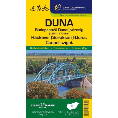 Duna turistatérkép, Csepel-sziget térkép Szarvas kiadó 1:30 000, Duna biciklis és vízisport térkép (Budapest-Dunaújváros)