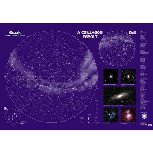 Csillagtérkép, csillagászati térkép, csillagászati falitérkép 123x83 cm