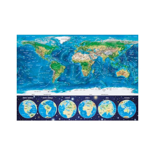Educa Világtérkép Neon Puzzle 1000 db-os Hegy-vízrajzi világtérkép puzzle fluoreszkáló  85 x 60 cm - 16760