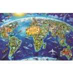   Educa 19036 - Miniature puzzle - A világ nevezetességei puzzle - 1000 db-os világtérkép puzzle 46x30 cm